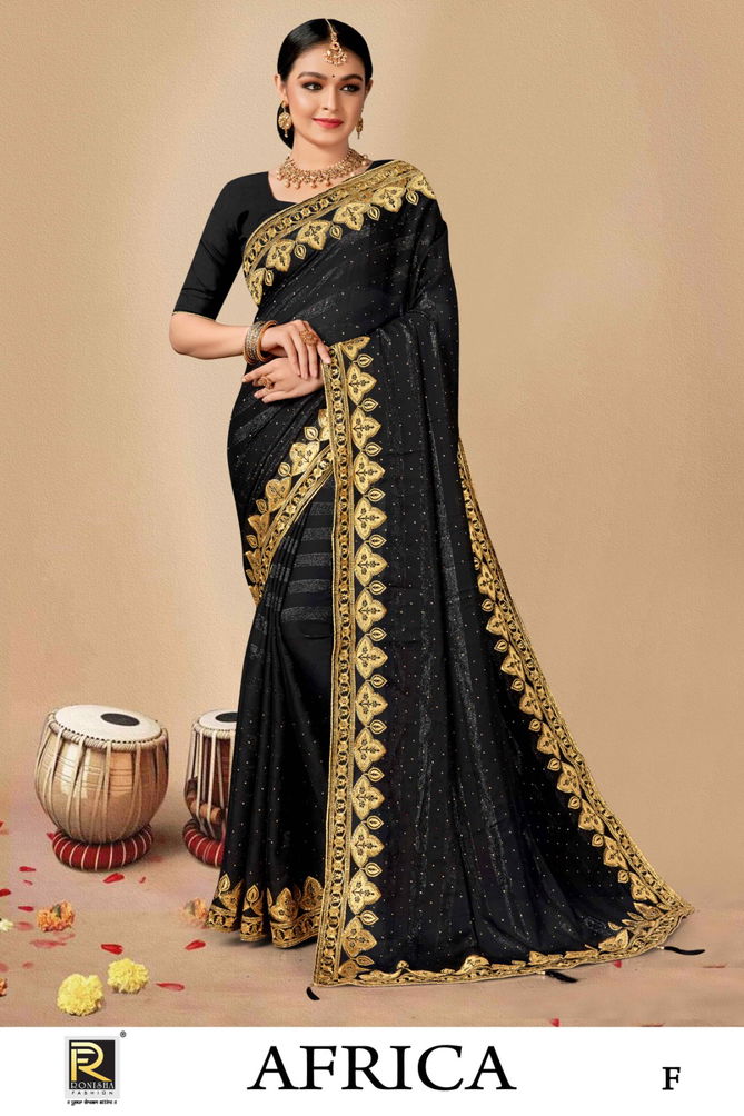 Ronisha Africa Embroidery Party Wear Saree Catalog
